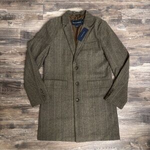 NWT French Connection Men’s Herringbone Double Breasted Wool Blend Overcoat Sz M